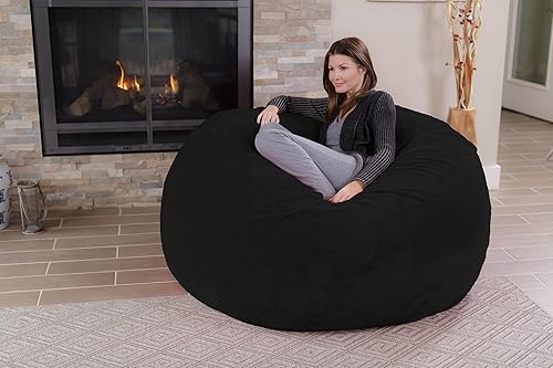 Miniatura 64 de Silla Chill Sack Bean Bag: muebles de espuma de memoria gigante y una tumbona grande. Gran sofá con gran cubierta de gamuza suave resistente al