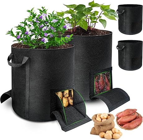 4 Pcs 15 Gallon Potato Grow Bags with Harvest &