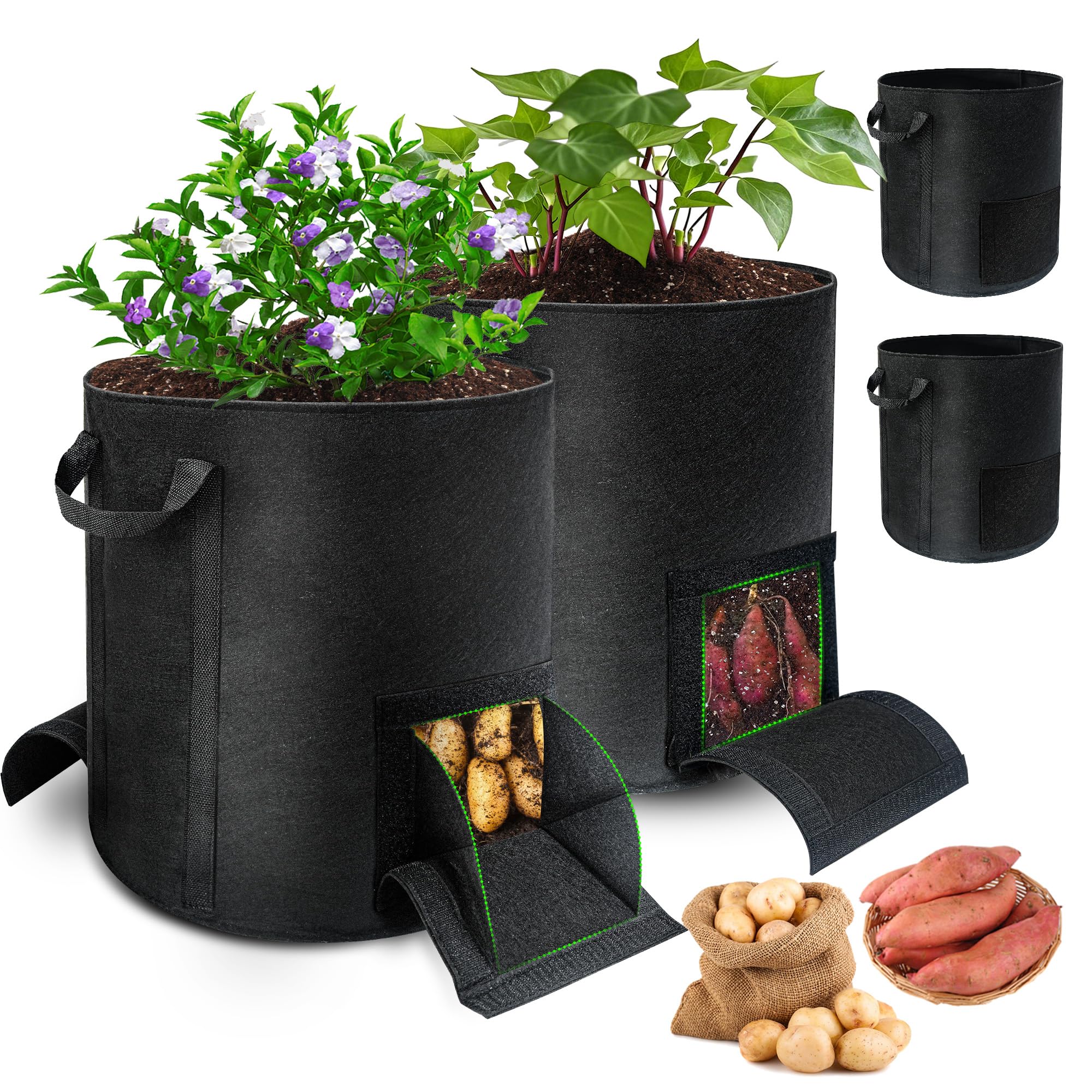 Mulctun 15 Gallon Potato Grow Bags 4-Pack