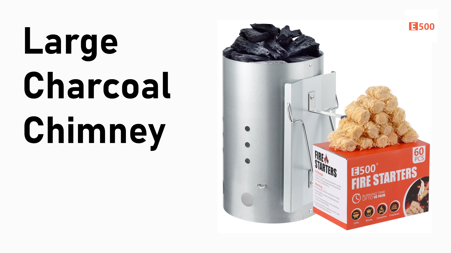 Amazon.com : E500 Larger Charcoal Chimney Starter with 60Pcs