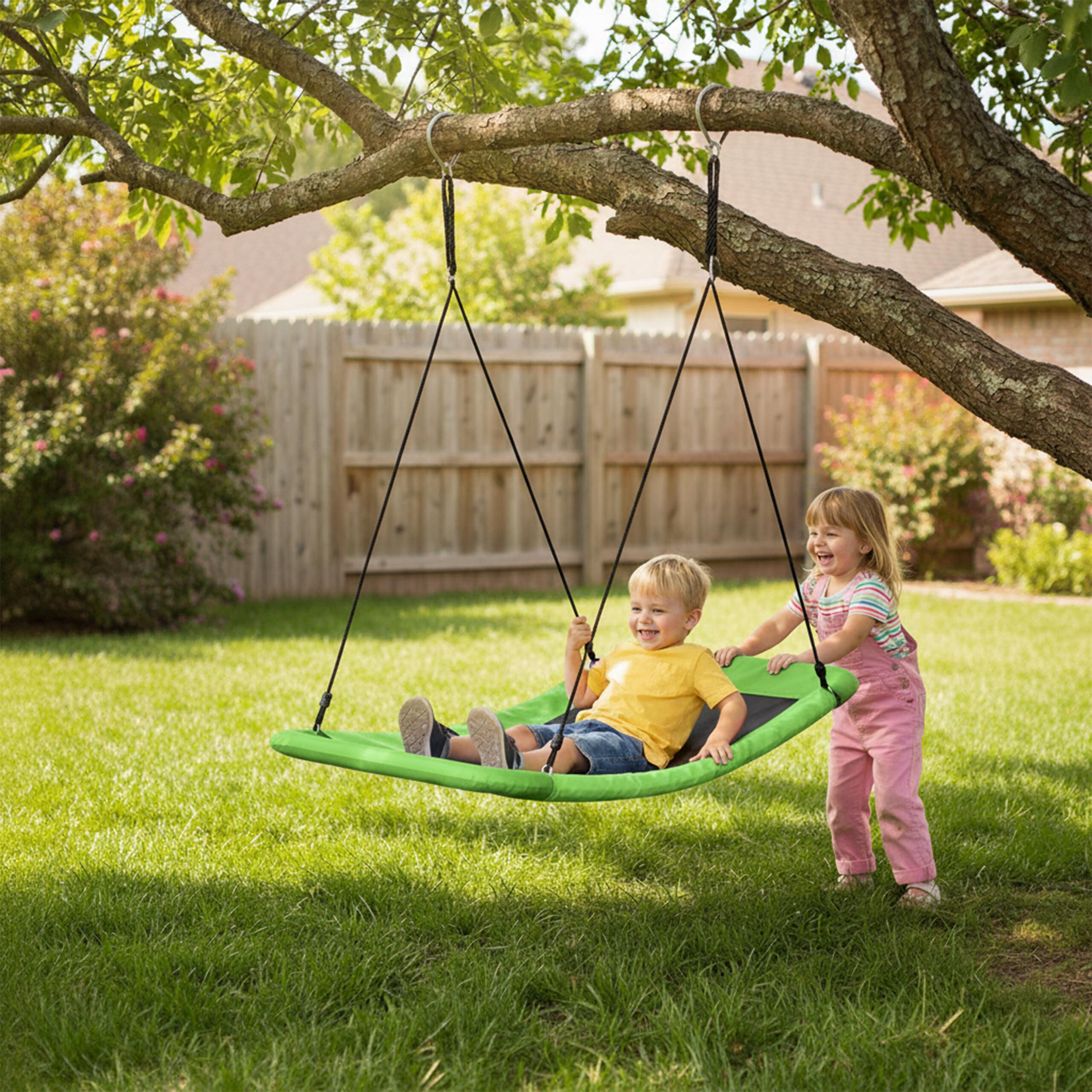 Relaxdays Balançoire-nid courbée pour Enfants et Adultes, 150 kg, Vert, 165 x 150 x 80 cm