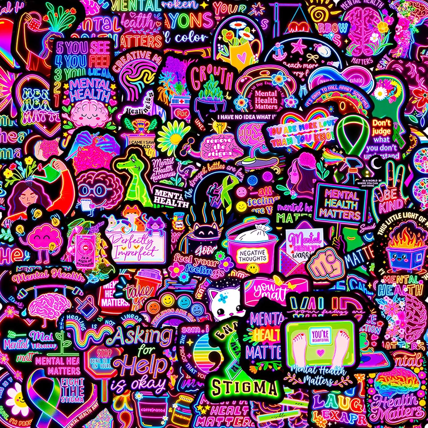 120PCS Neon Axolotl Stickers Pack, Cute Cartoon Salamander Stickers Waterproof Vinyl Decals for Laptop Water Bottles Phone Luggage Car, Axolotl Gifts Birthday Decorations, Party Favors