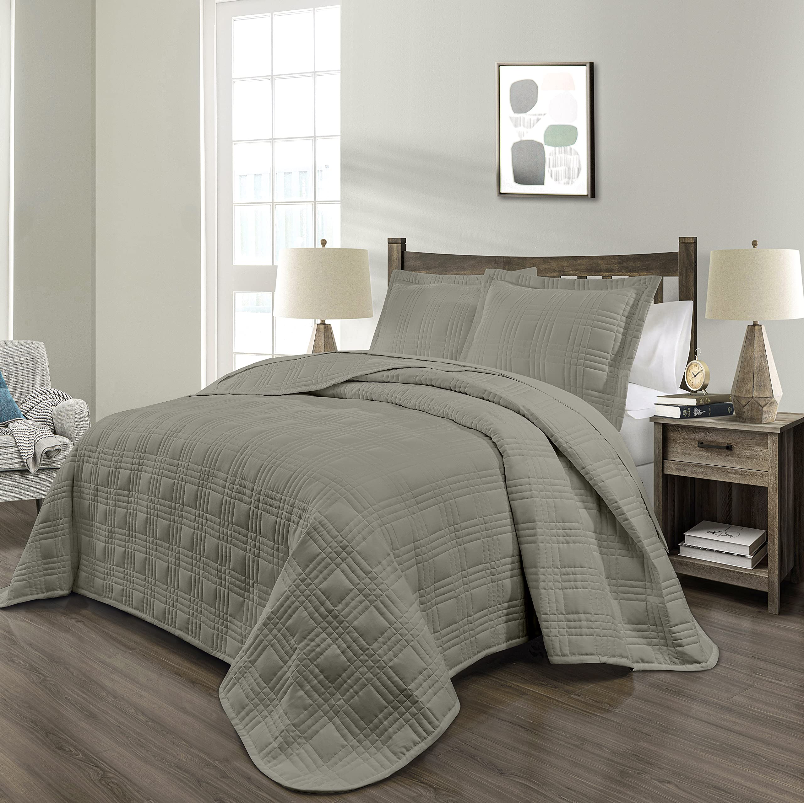 PHRIXUS Queen Bedspreads Oversized Teal Quilt Set, Double Sided Stitching Comforter Set, Lightweight Coverlet 3 Pieces, Full/Queen (100\