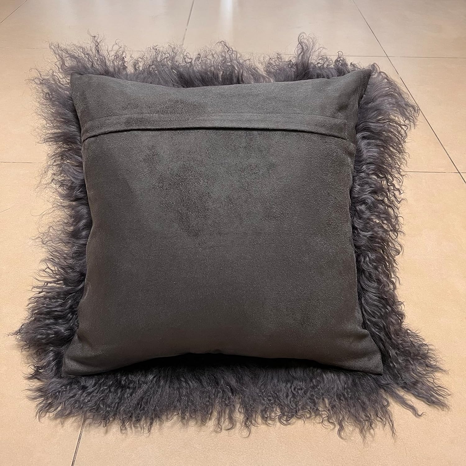 100% real mongolian lamb fur cushion cover/pillowcase (brown or dark grey, 18x18inch)