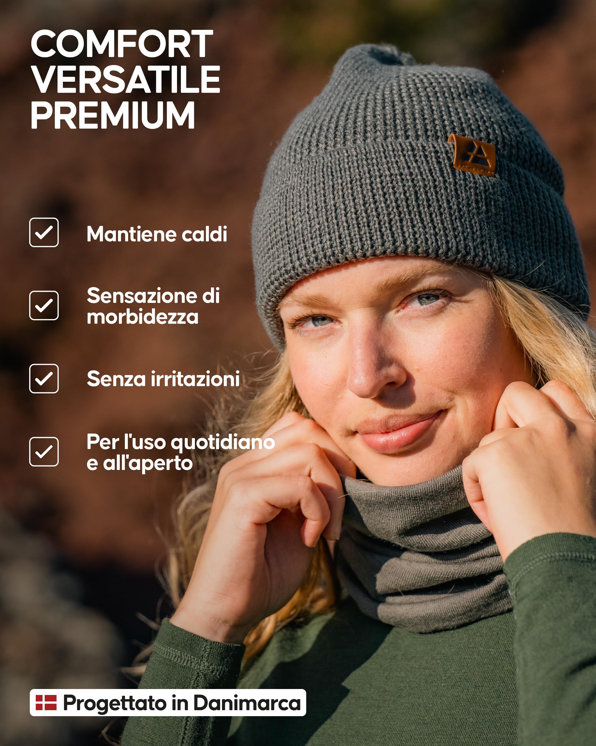 DANISH ENDURANCE Cappello Lana Merino, Berretto Beanie in Maglia Termica, da Uomo e Donna