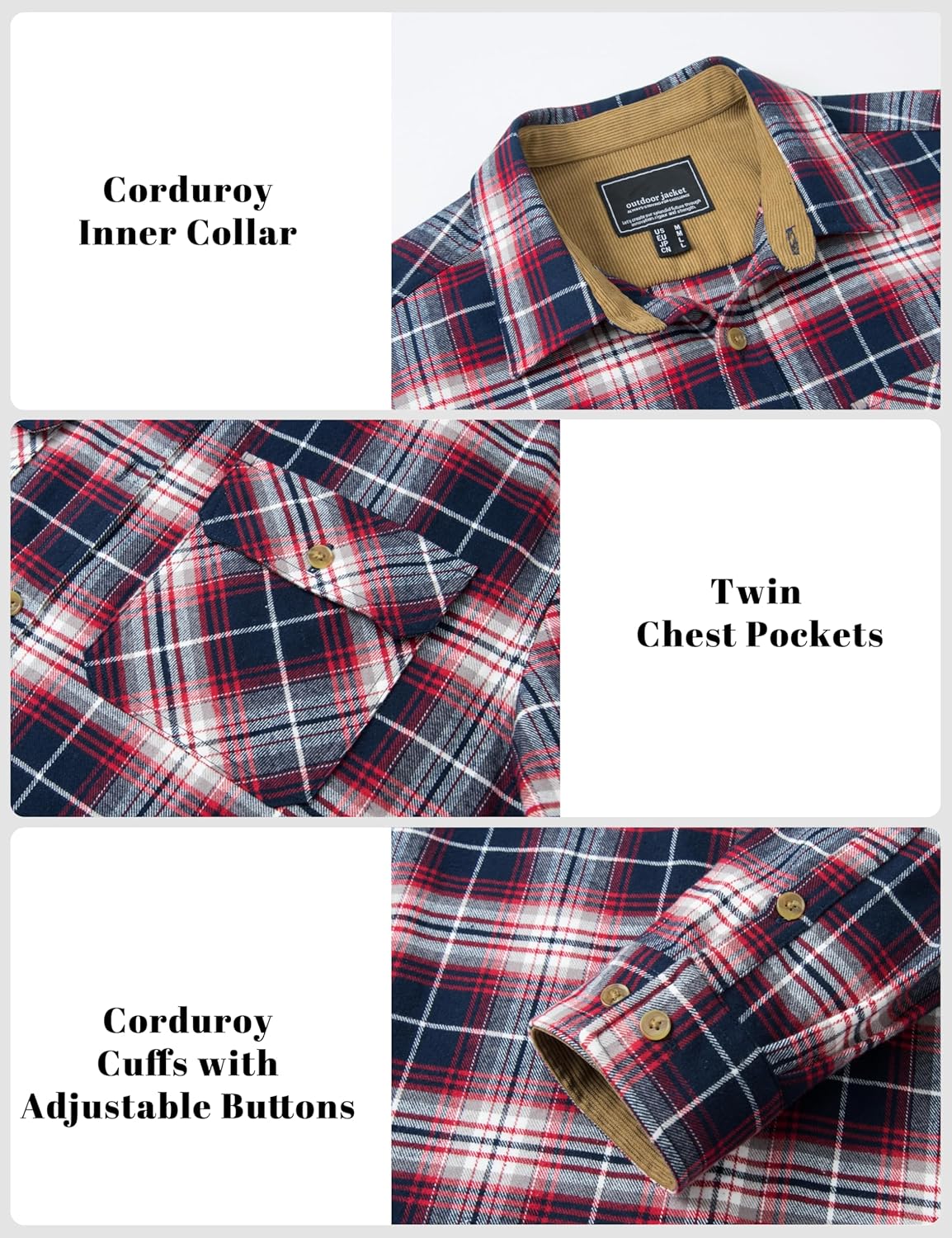 MAGNIVIT Flannel Shirt for Men Plaid Button Down Shirt Casual Lightweight Cotton Shirt with 2 Chest Pockets - Image 6