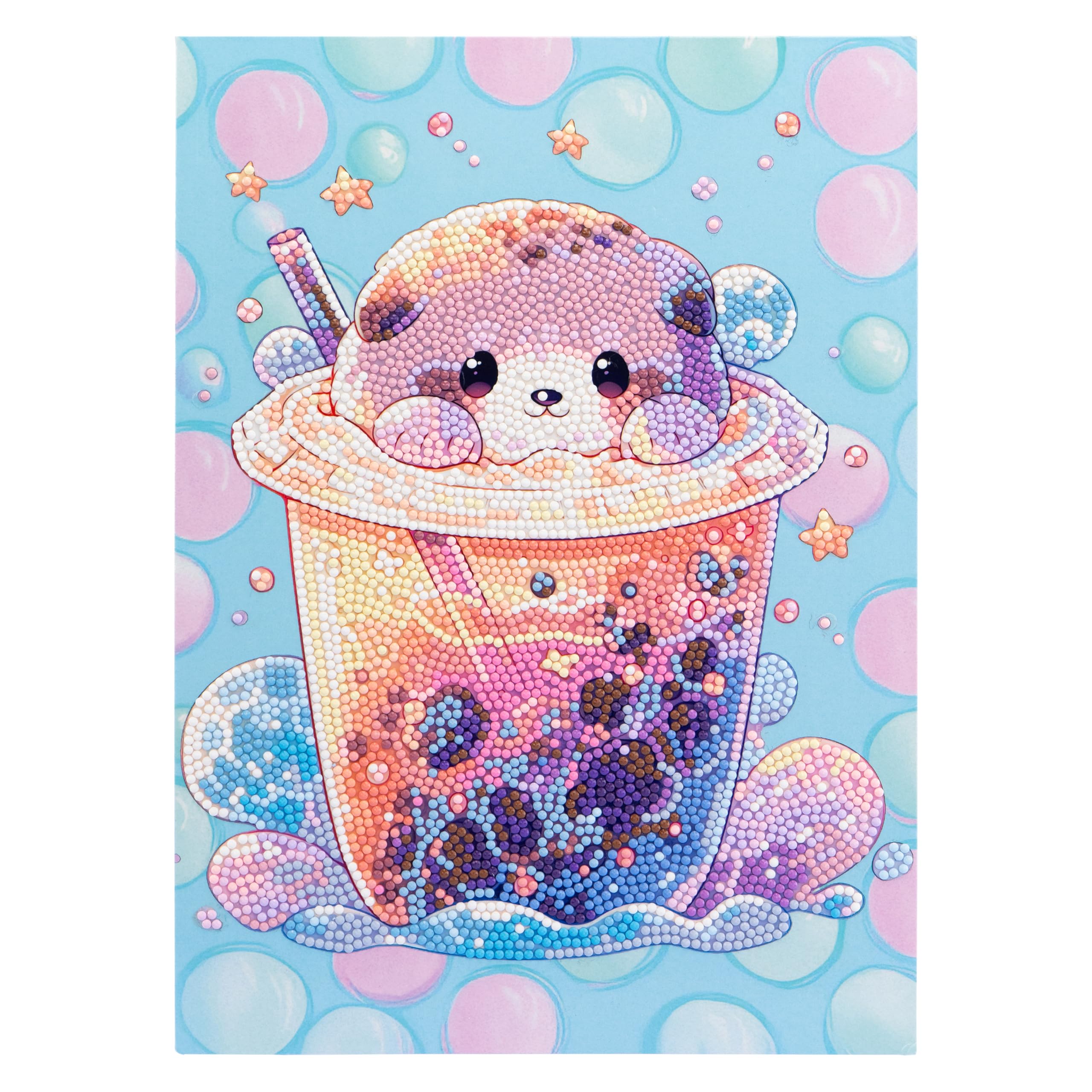 DIAMANTINY Level Up – Boba Tea – Creative Art, Kit crea il Mosaico con i Numeri, Otter