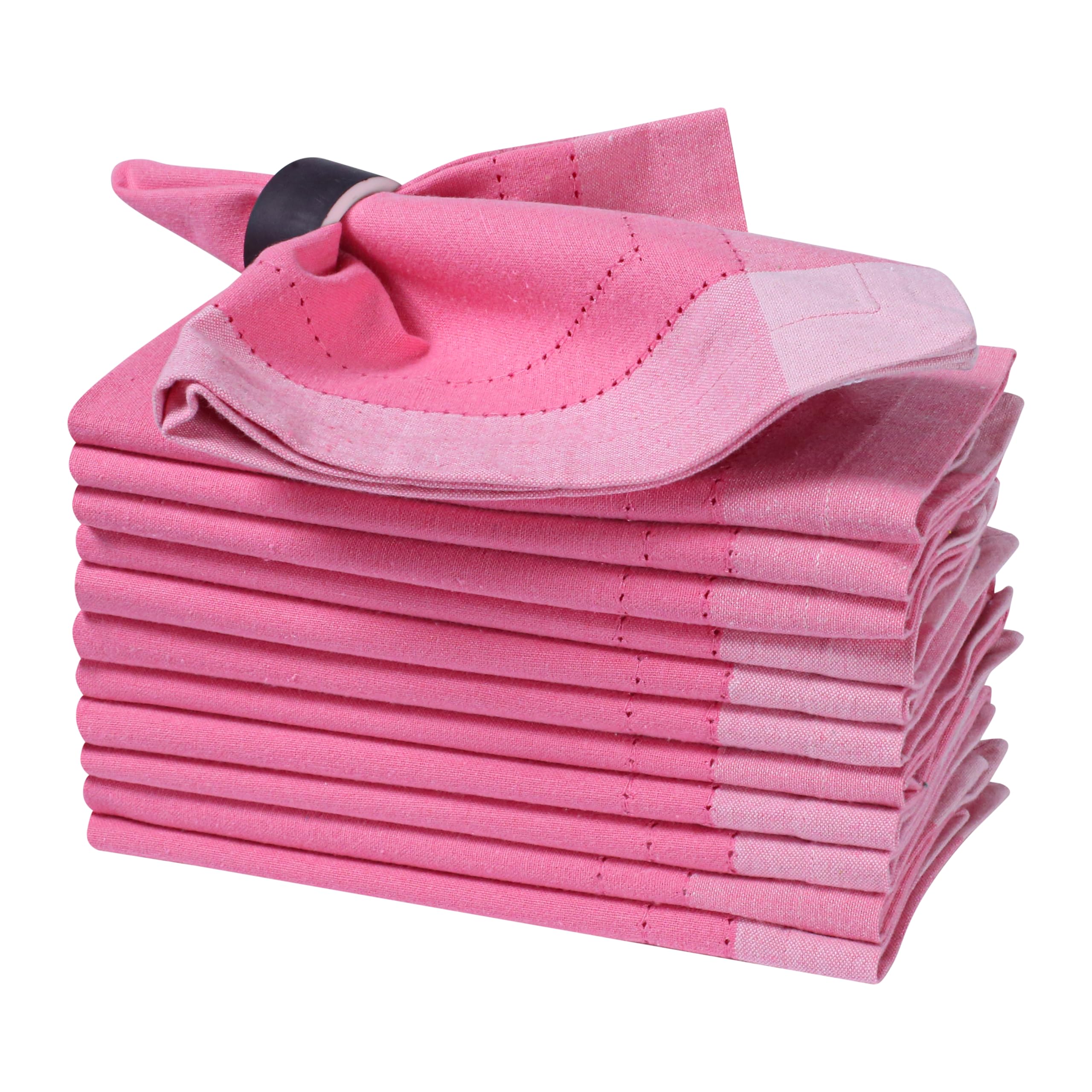 Cotton Cloth Napkins Set of 12-20x20 Double Hemstitched Machine Washable Dinner Napkins, Pink Multi, Wedding Napkins