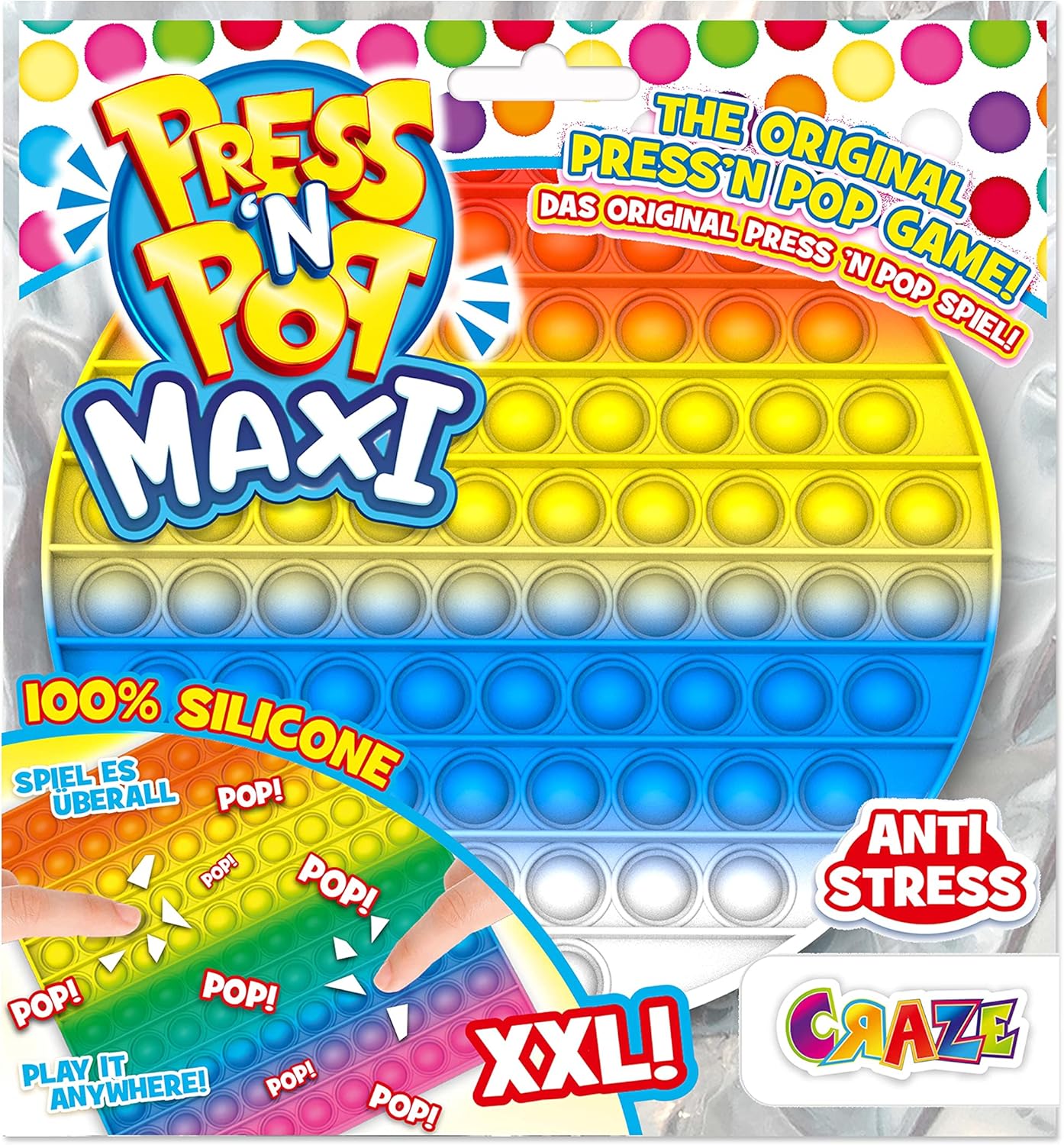 CRAZE Pop it-Fidget Toy-Juguete Anti Estrés XXL Multicolor, niñas y Adultos (37430)