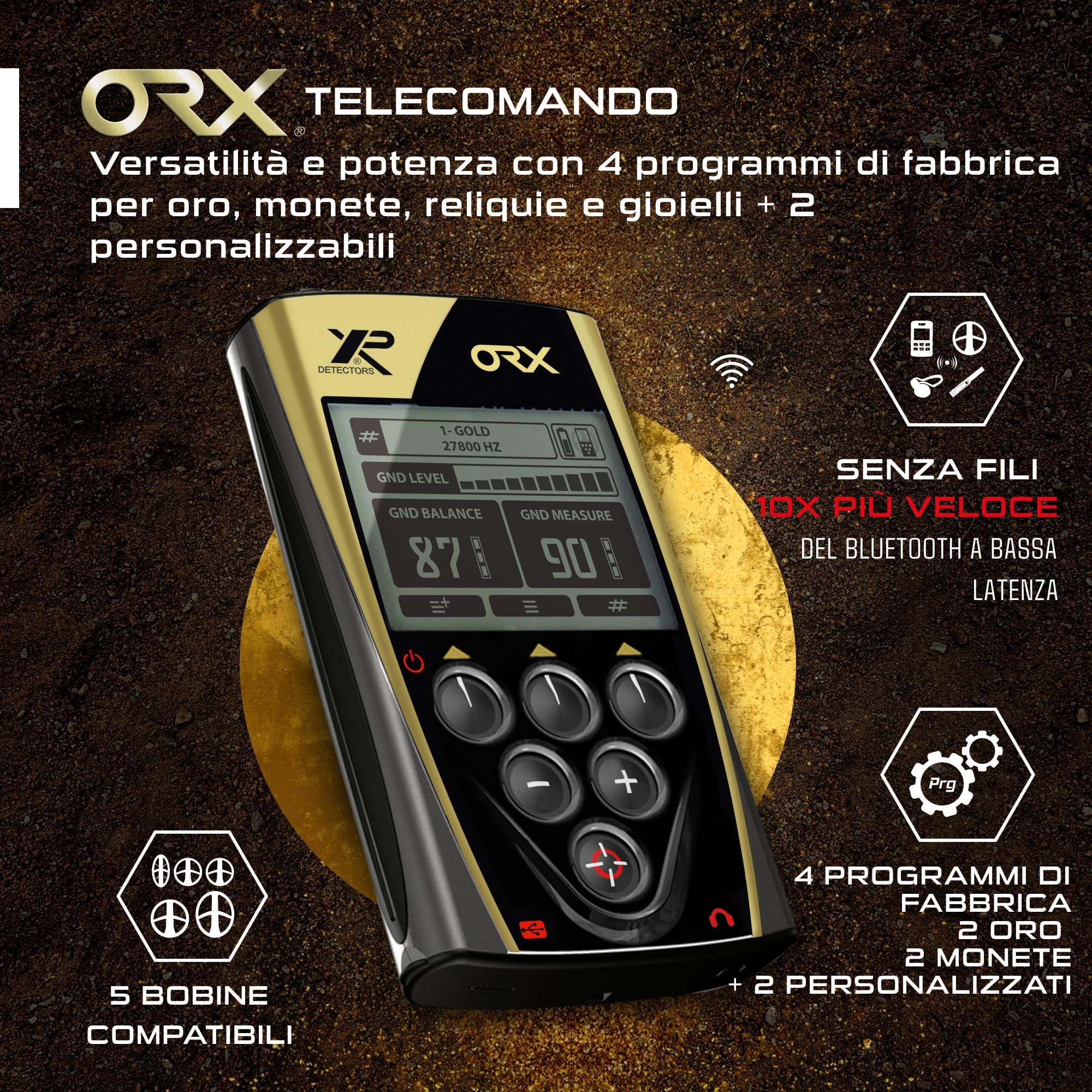 XP ORX: metal detector per l'oro, piastra HF 22 cm, FX02 e WSAUDIO