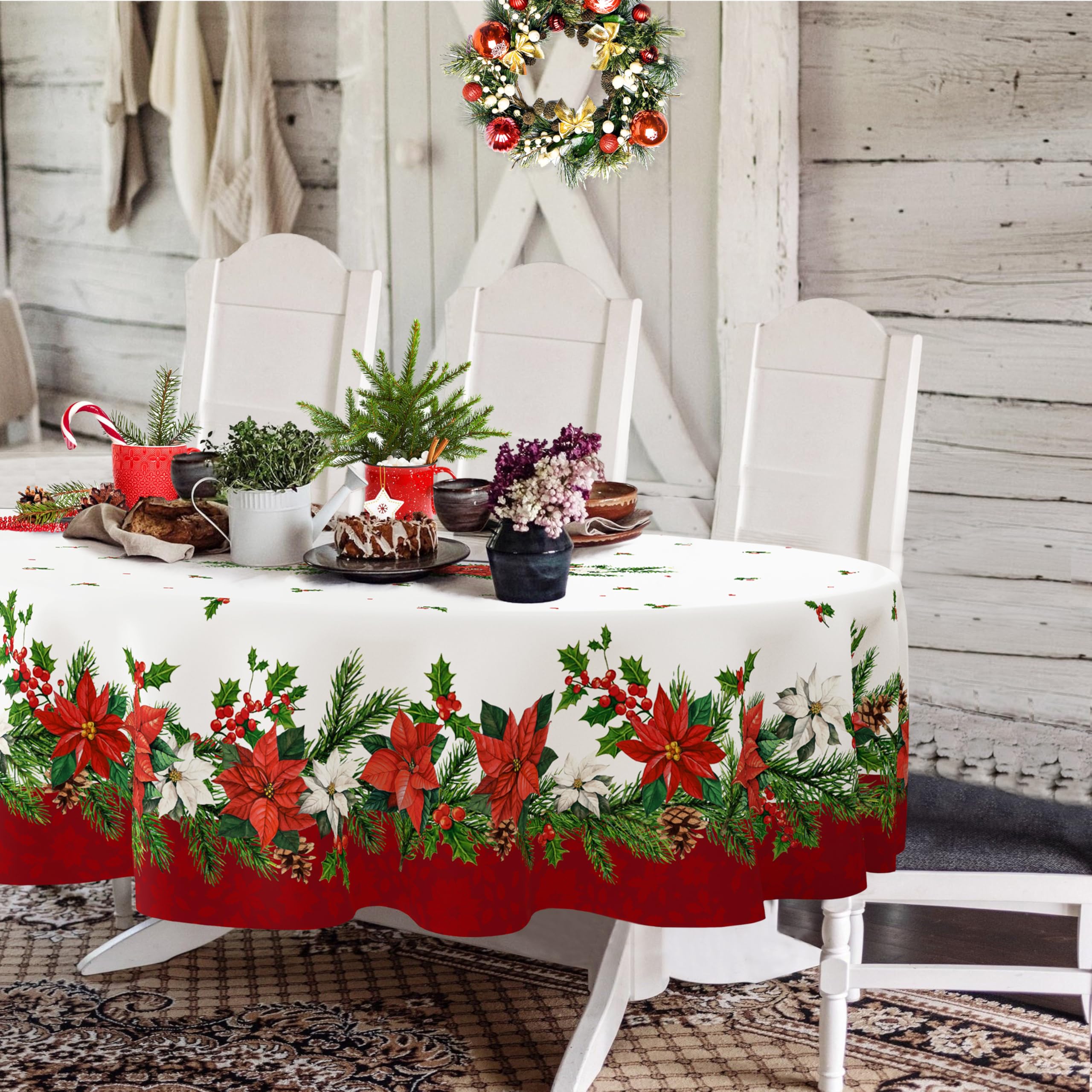 Yighty Christmas Oval Tablecloth 54x72Inch