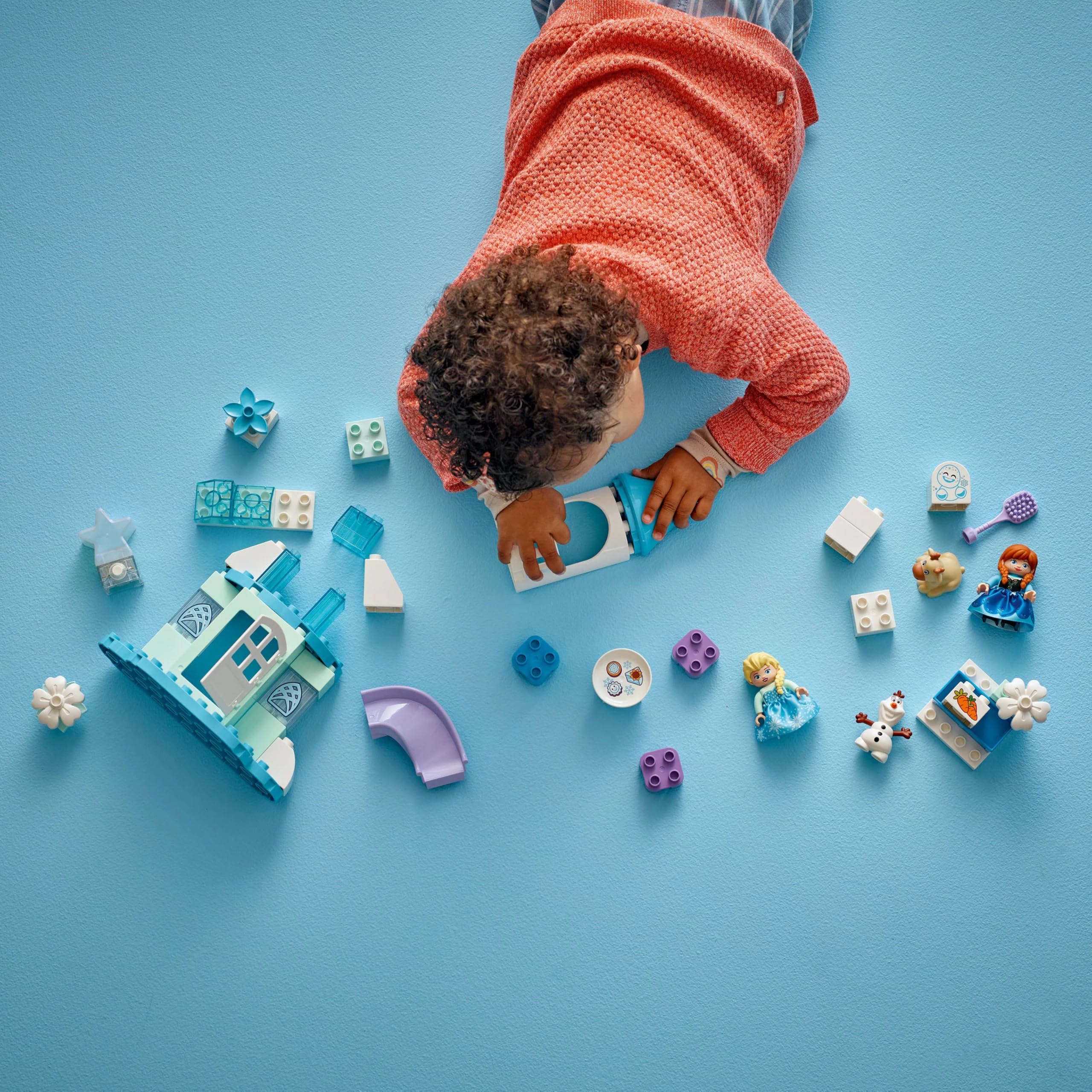 LEGO DUPLO Disney Przyjęcie w lodowym zamku Anny i Elzy 10455 | zamek dla dzieci, klocki dla 2-latka, prezent dla dziewczynki i chłopca 2+, Anna i Elsa, 54 elementy