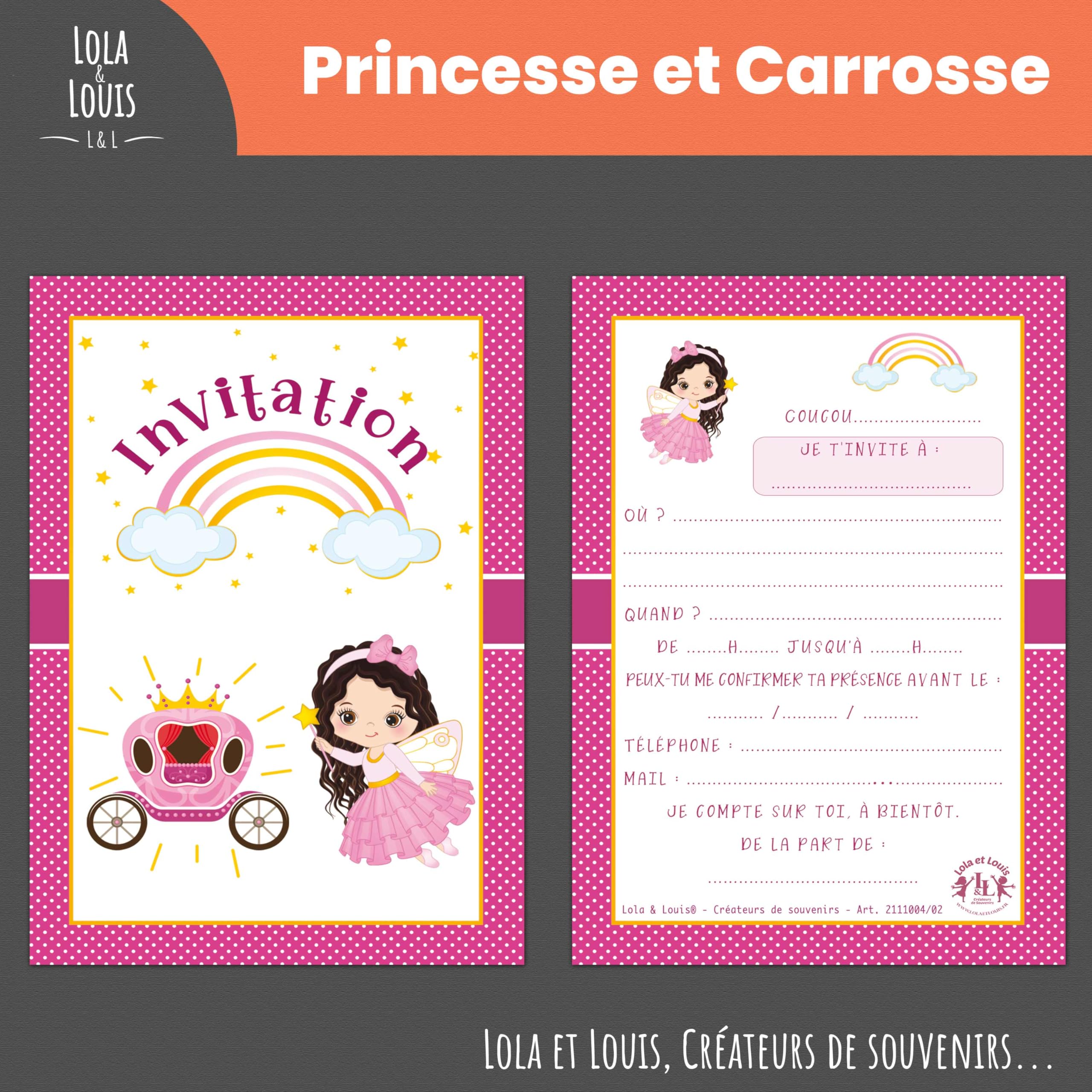20 Biglietti Invito Compleanno Principessa Per Bambine, Con Buste, Carta Riciclata, DIN A6 - 2