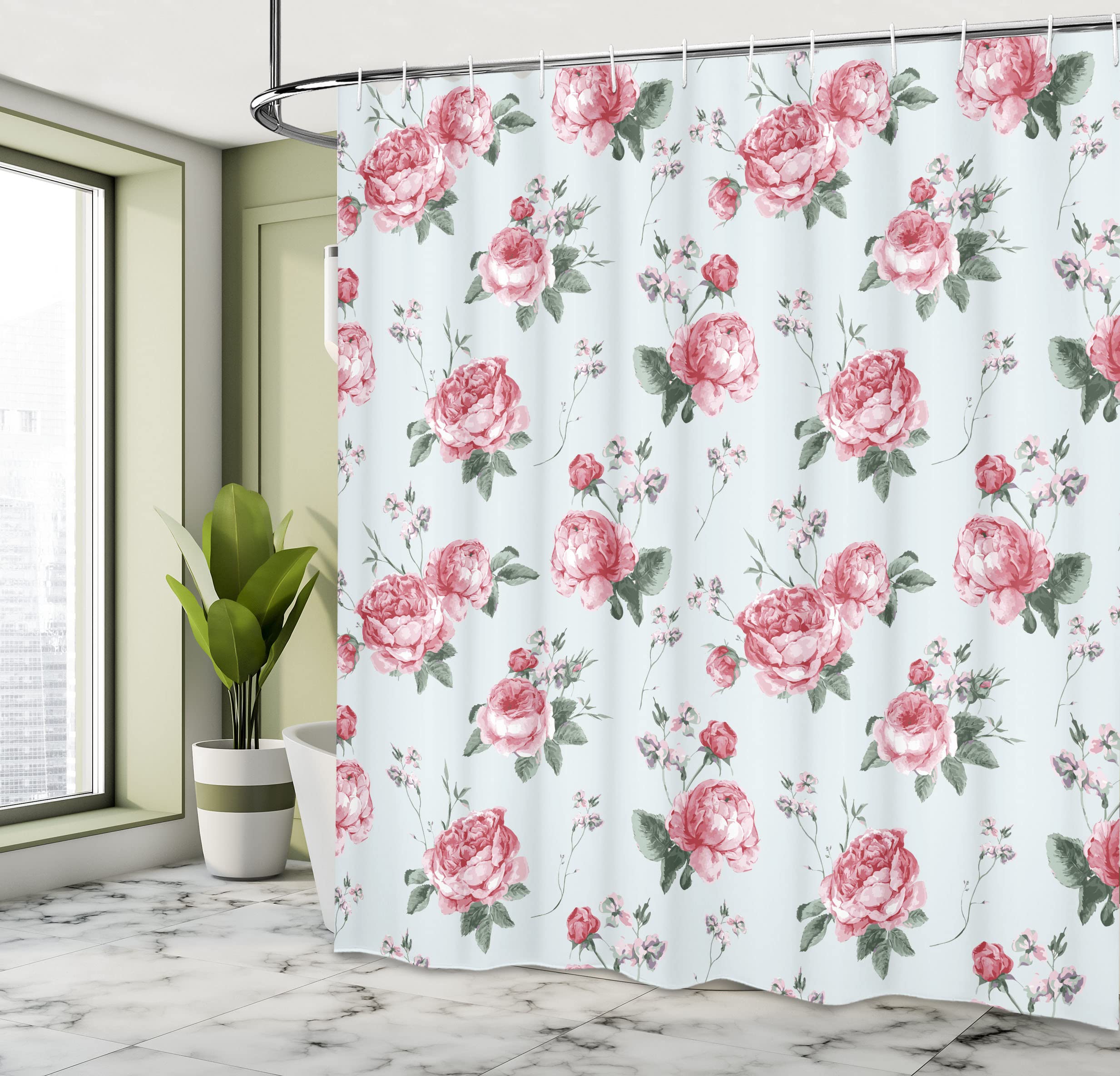 ABAKUHAUS Rosa pallido Tenda da Doccia, Farfalle