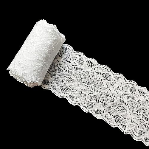 Cinta de encaje blanco con ribete de encaje floral de 10 yardas y 3 pulgadas para accesorios de ropa y decoración rústica de boda nupcial