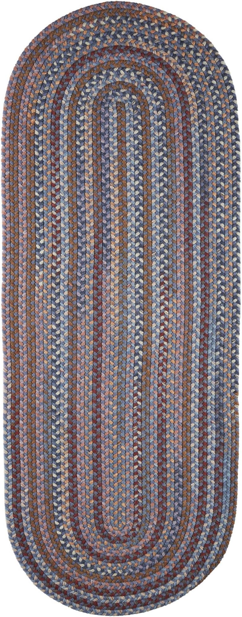 Super Area Rugs Tribeca Soft & Reversible Wool Braided Rug, Made in USA, Blue Dragon, 2' X 8' Runner