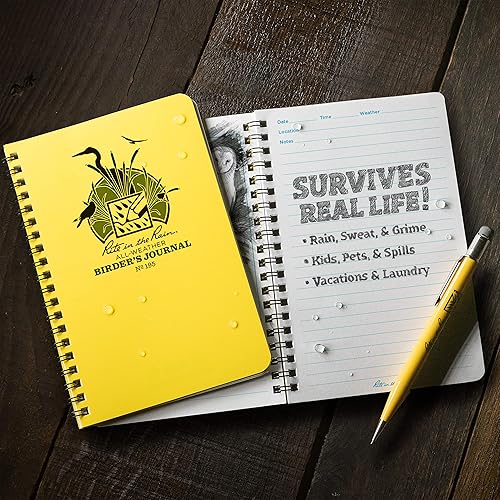 Miniatura 7 de Rite in the Rain Cuaderno de espiral resistente al clima, 4.625" x 7", cubierta amarilla, Diario de Observadores de Aves (No. 195)