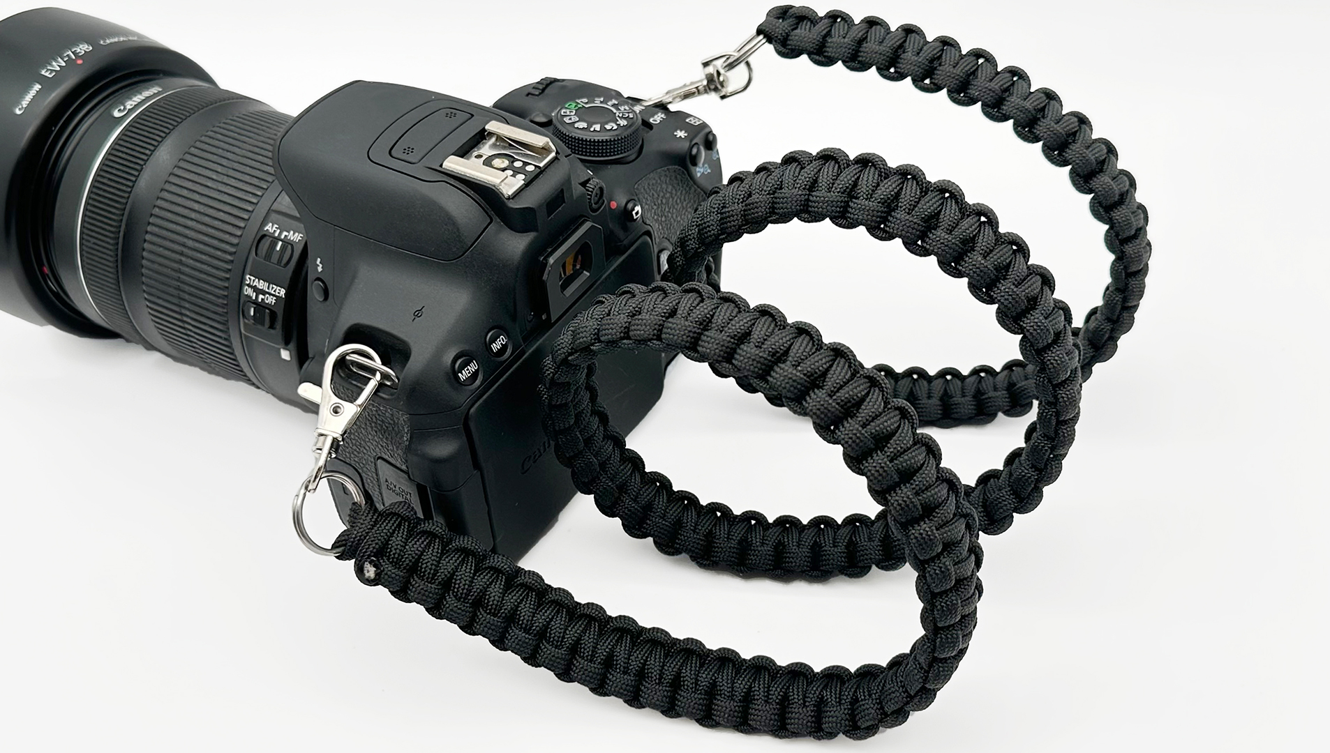 Blue Braided 550 Paracord Camera Wrist Strap - Adjustable Bracelet For Nikon, Canon, Sony DSLR & Mirrorless
