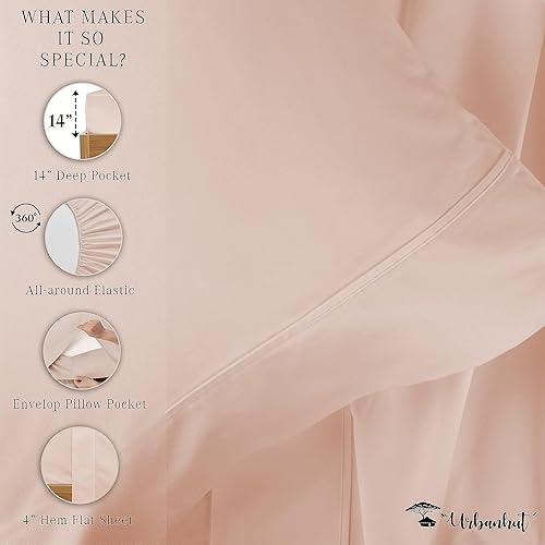 Miniatura 5 de URBANHUT Juego de sábanas de algodón egipcio de 800 hilos, tamaño individual, sábanas de fibra larga, suaves y transpirables, juego de sábanas de 4