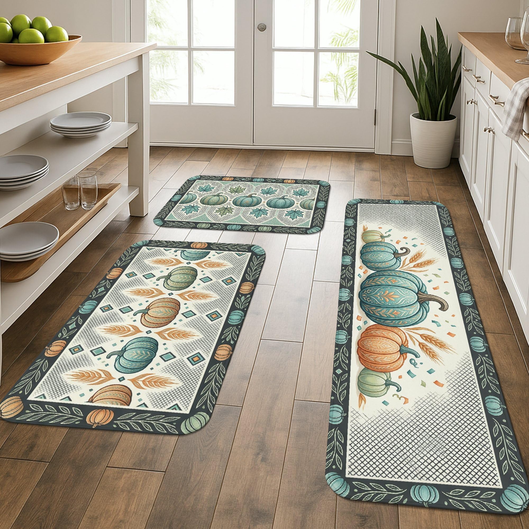 Tapis de cuisine motif citrouilles antidérapant pour sol glissant buanderie
