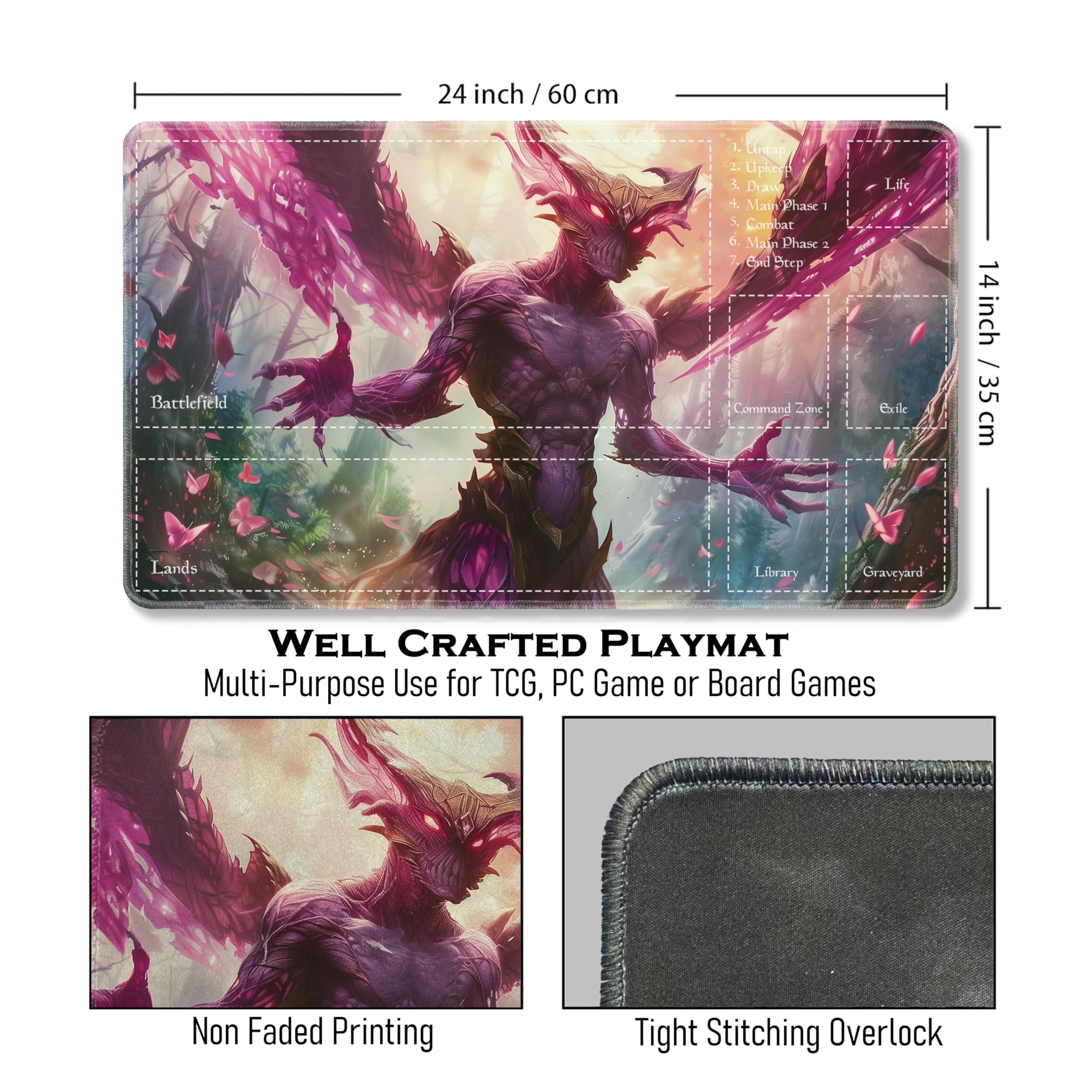 Playmat TCG 24x14 Polegadas - Com Zonas Para Magic, Pokémon E Yu-Gi-Oh! - Design Exclusivo
