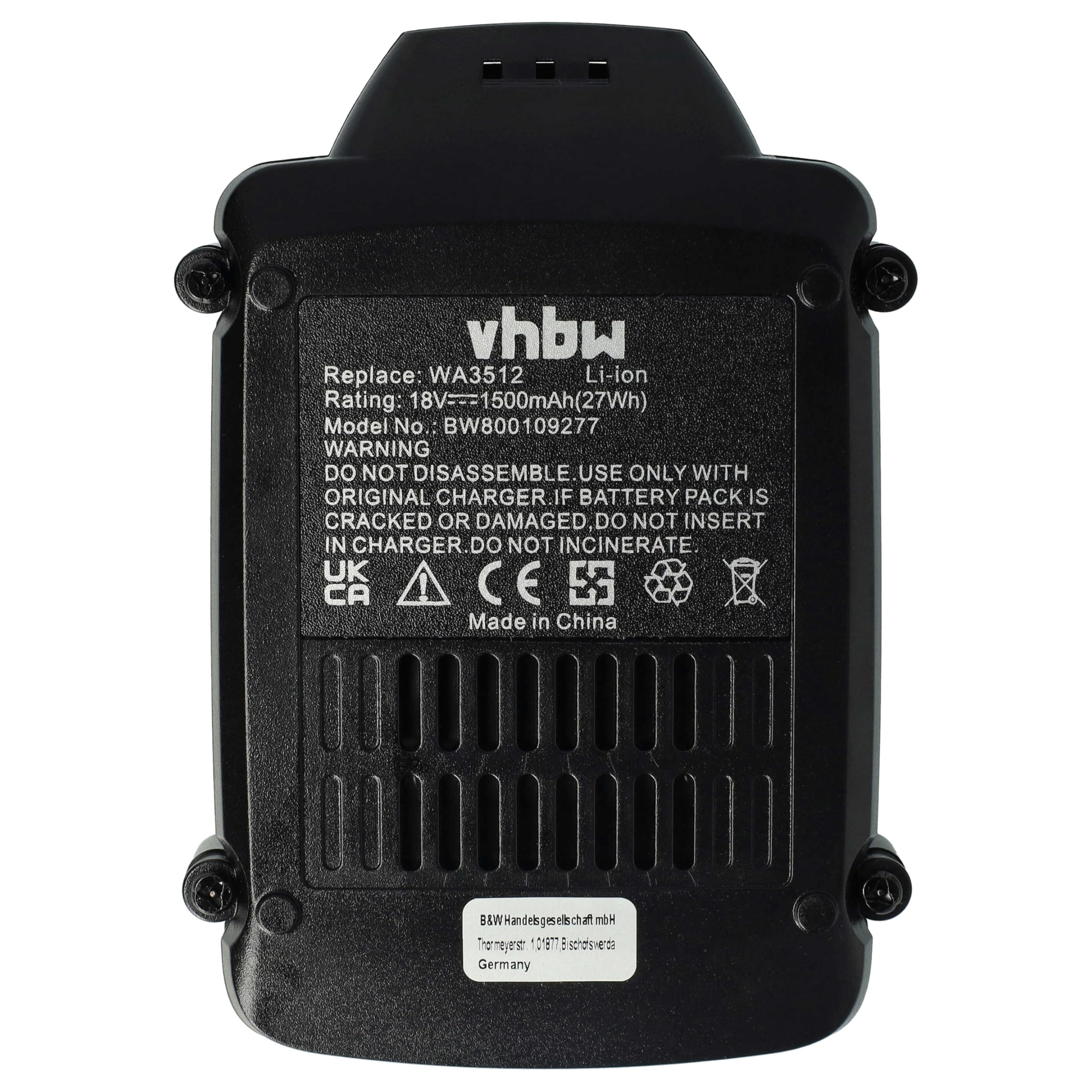 vhbw batteria compatibile con AL-KO GTLi, GTLi 18V Comfort utensile (1500 mAh, Li-Ion, 18 V)
