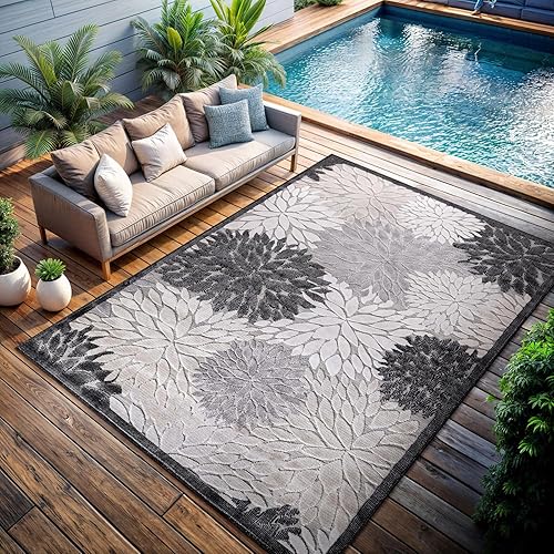 Miniatura 215 de CAMILSON Indoor Outdoor Rug 5x7 Bohemian Medallion Floral Area Rugs for Indoor and Outdoor Patios Easy-Cleaning Non-Shedding Living Room Garden and