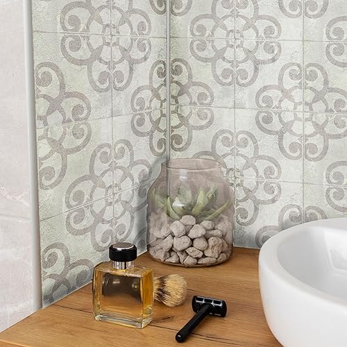 Miniatura 6 de The Nisha Paquete de 24 unidades (4 x 4) de arte fino bohemio para despegar y pegar para pared, vinilo impermeable extraíble para azulejos de baño y