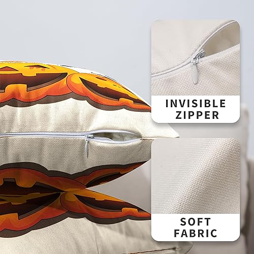 Miniatura 4 de Fundas de almohada decorativas de Halloween de 16 x 16 pulgadas, fundas de almohada a rayas blancas y negras, juego de 2 fundas de almohada con