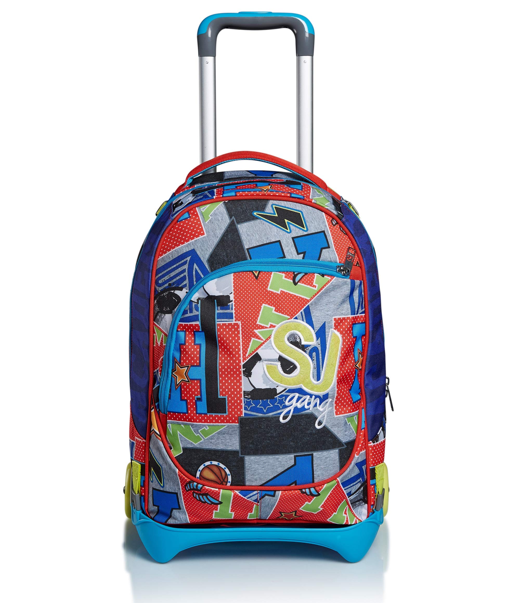 SJ Rucksack mit Trolleyfunktion, 3 in 1, Schulranzen mit Rollen, Abnehmbarer Rucksack, ab 1. Klasse, für Schule, Gymnasium, Reisen&Freizeit, Mädchen&Jungen