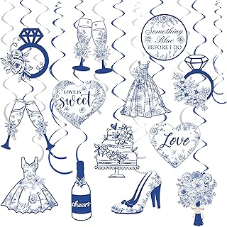 20pcs Something Blue Bridal Shower Hanging Swirls Something Blue Before I Do Bridal Shower Decorations Wedding Engagement Party Ceiling Streamers for Bachelorette Party Supplies