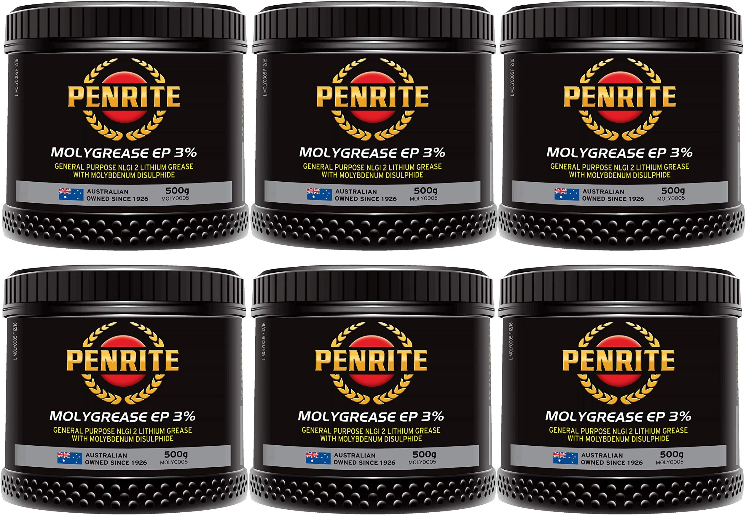 Molygrease EP 3% NLGI 2 Lithium Grease with Molybdenum, 500g X6