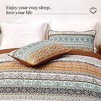 Vista 4 de WONGS BEDDING Boho Fall Queen Quilt Set, Brown Bohemian Queen Quilt Bedding Set, Lightweight Microfiber Bed Decor Bedspread for All Season 96"x90"(3