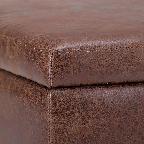 Miniatura 455 de SIMPLIHOME Owen - Bandeja rectangular moderna de mediados de siglo de 34 pulgadas de ancho, otomana pequeña para almacenamiento de mesa auxiliar, en