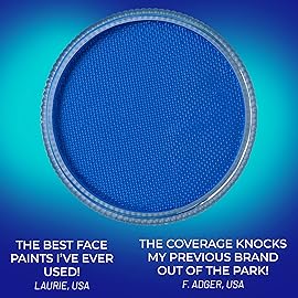 Blue Squid Face Paint Water Based Single Cake Professional Face Paint & Body Paint - Water Activated, Kids Adults Face Painting for Costume, Halloween Makeup, Cosplay - Neon Sky Blue Face Paint 30g