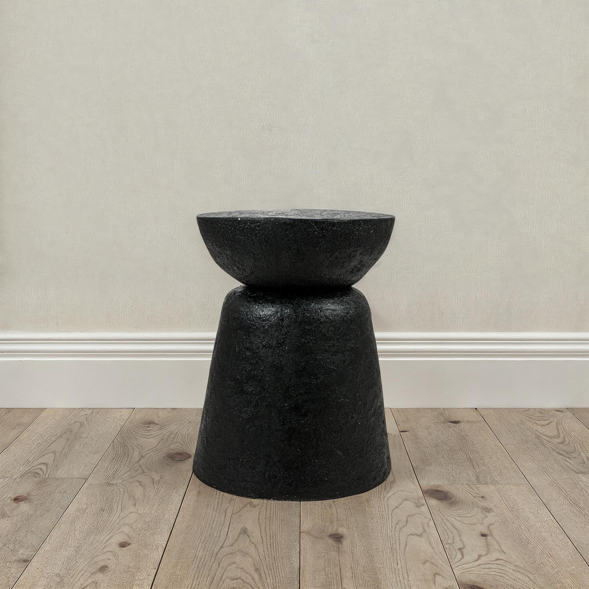 Creative Co-Op Magnesium Oxide Pedestal Side Table, Black