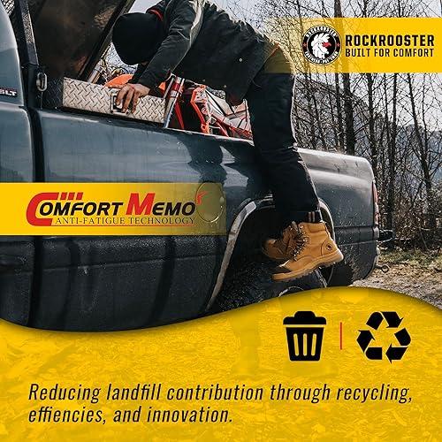 Miniatura 6 de ROCKROOSTER Botas de trabajo para hombre, 7 pulgadas, punta de acero, cremallera lateral, zapatos de cuero aceitado de seguridad antideslizantes,