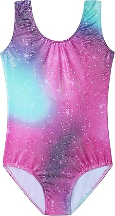 HOZIY Gymnastics Leotards for Girls Toddlers Kids Sleeveless Tumbling Outfits for Dance Print