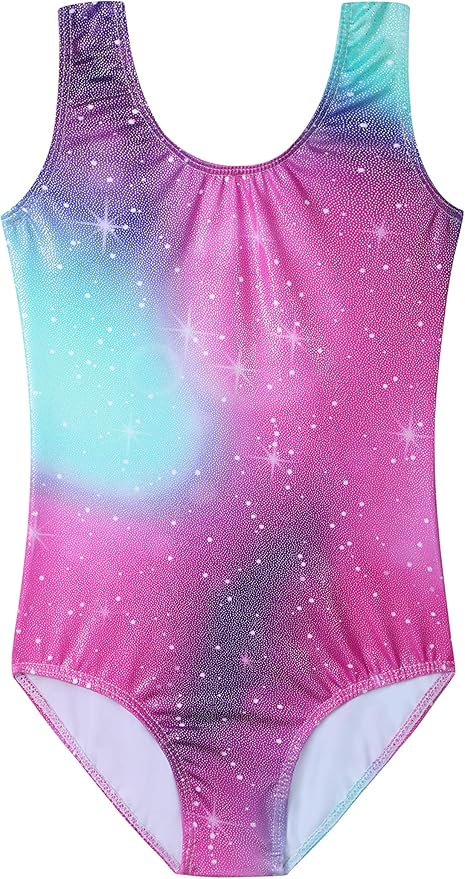 HOZIY Gymnastics Leotards for Girls Toddlers Kids Sleeveless Tumbling Outfits for Dance Print
