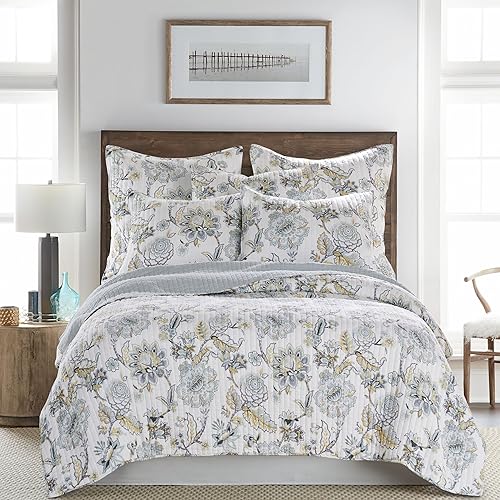 Miniatura 2 de Levtex Home - Juego de edredón Ophelia Spa - Edredón King y dos fundas de almohada King - Floral - Spa gris crema ocre - Edredón (106 x 92 pulgadas)