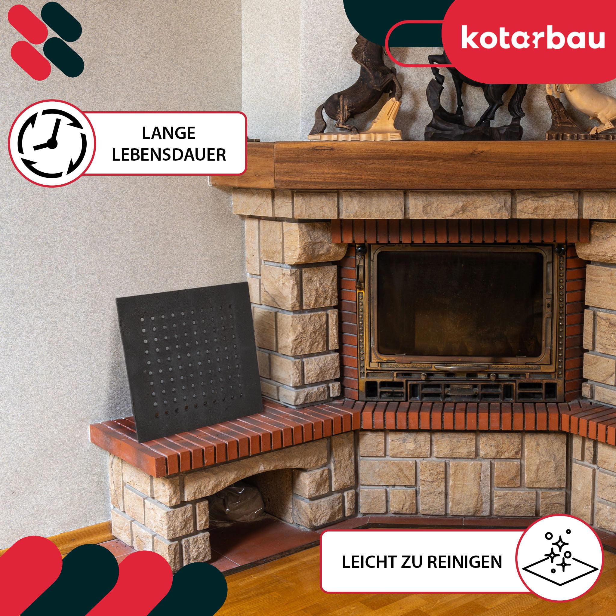 KOTARBAU® Gusseisen Kaminrost - 40 x 40 cm - Kaminofen Rost - Ascherost für Kaminöfen - Ofenrost - Massiv & Robust - Gussrost - Eckig
