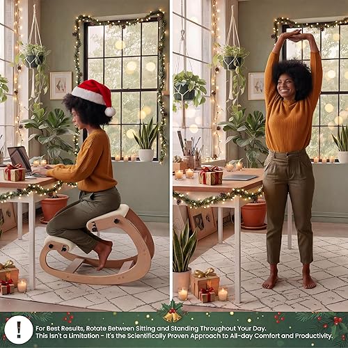 Miniatura 48 de NYPOT Silla ergonómica de rodillas con asientos ajustables, silla de rodilla para corrección de postura y taburete mecedora para escritorio - Alivio