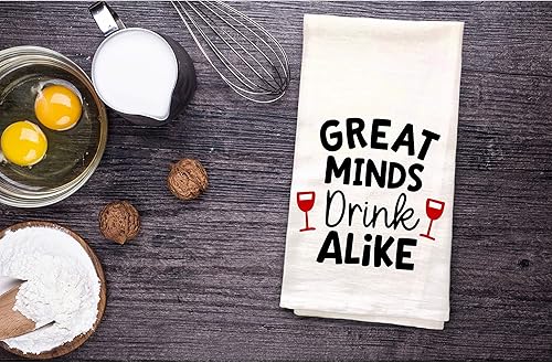 Miniatura 5 de Great Minds Drink Alike  Toalla de cocina o cocina con texto divertido y gracioso saco de harina, decoración de toallas de gran regalo de