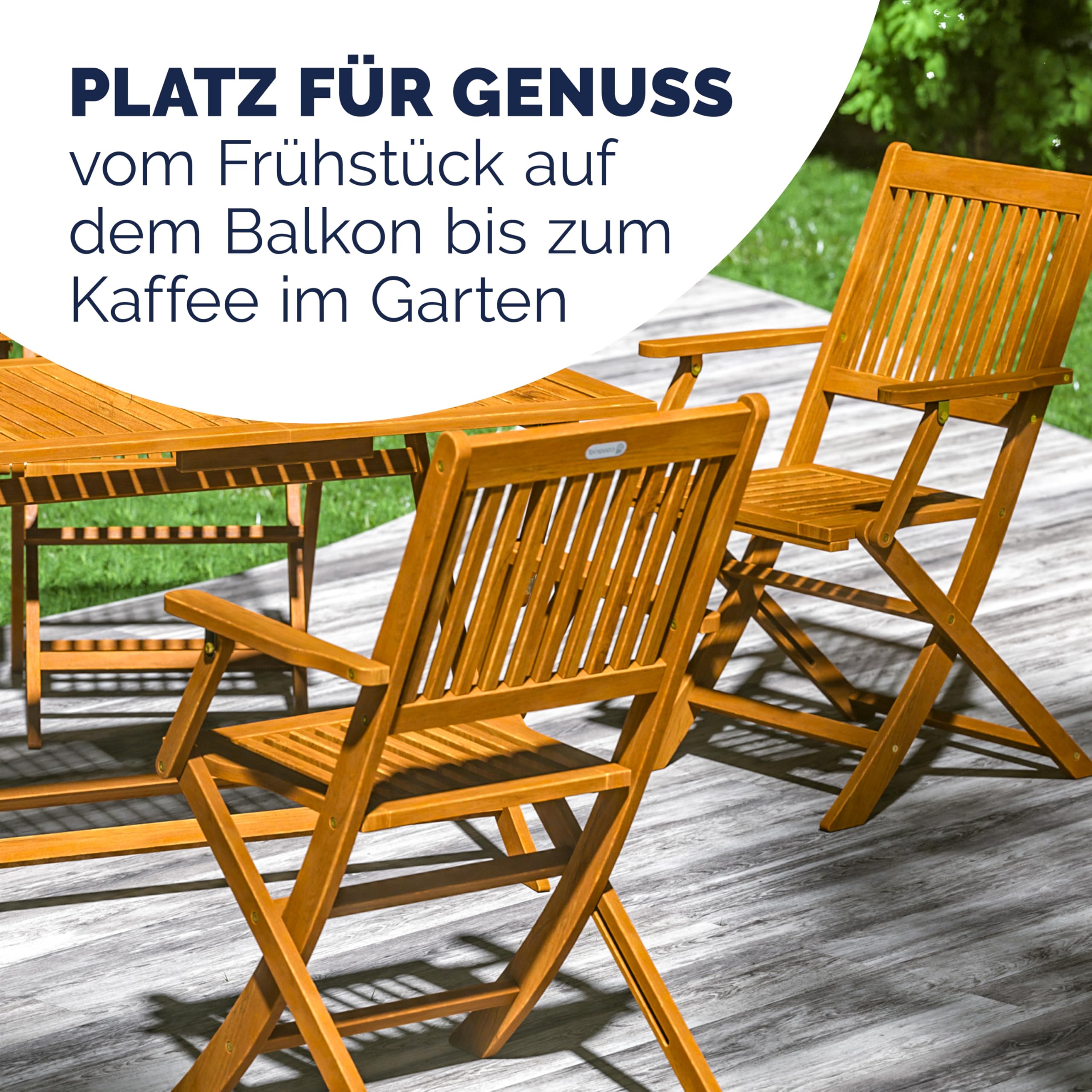 Casaria® Balkonmöbel Set 2 Personen Wetterfest Holz FSC®-zertifizierte Stühle Klappbar 160kg Belastbar Balkon Garten Terrassenmöbel Möbel 3-TLG. Akazie