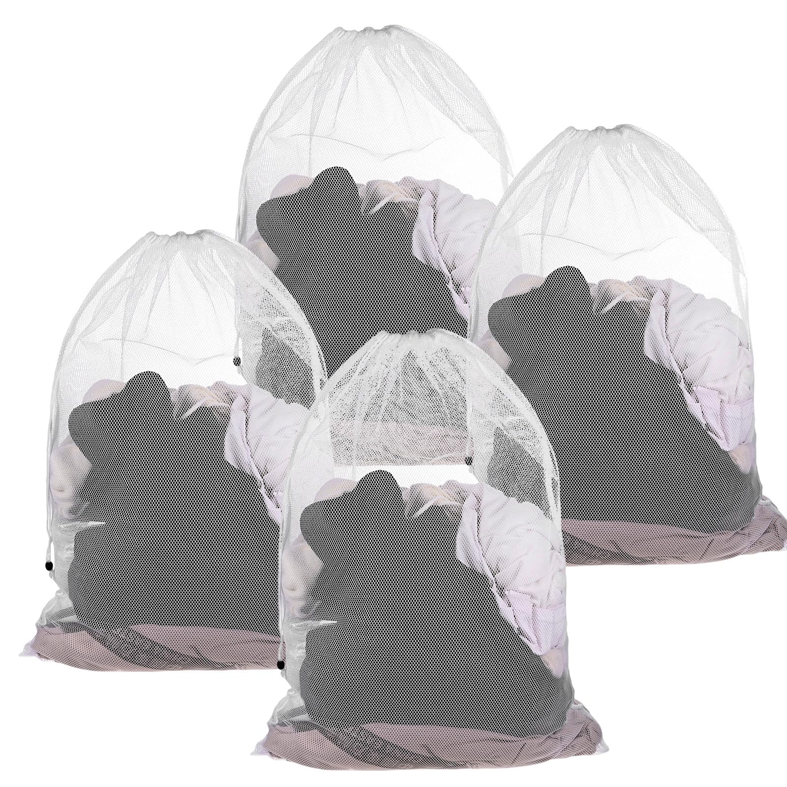 Sac a linge en maille grand panier a linge lavable filet de lavage cordon blanc