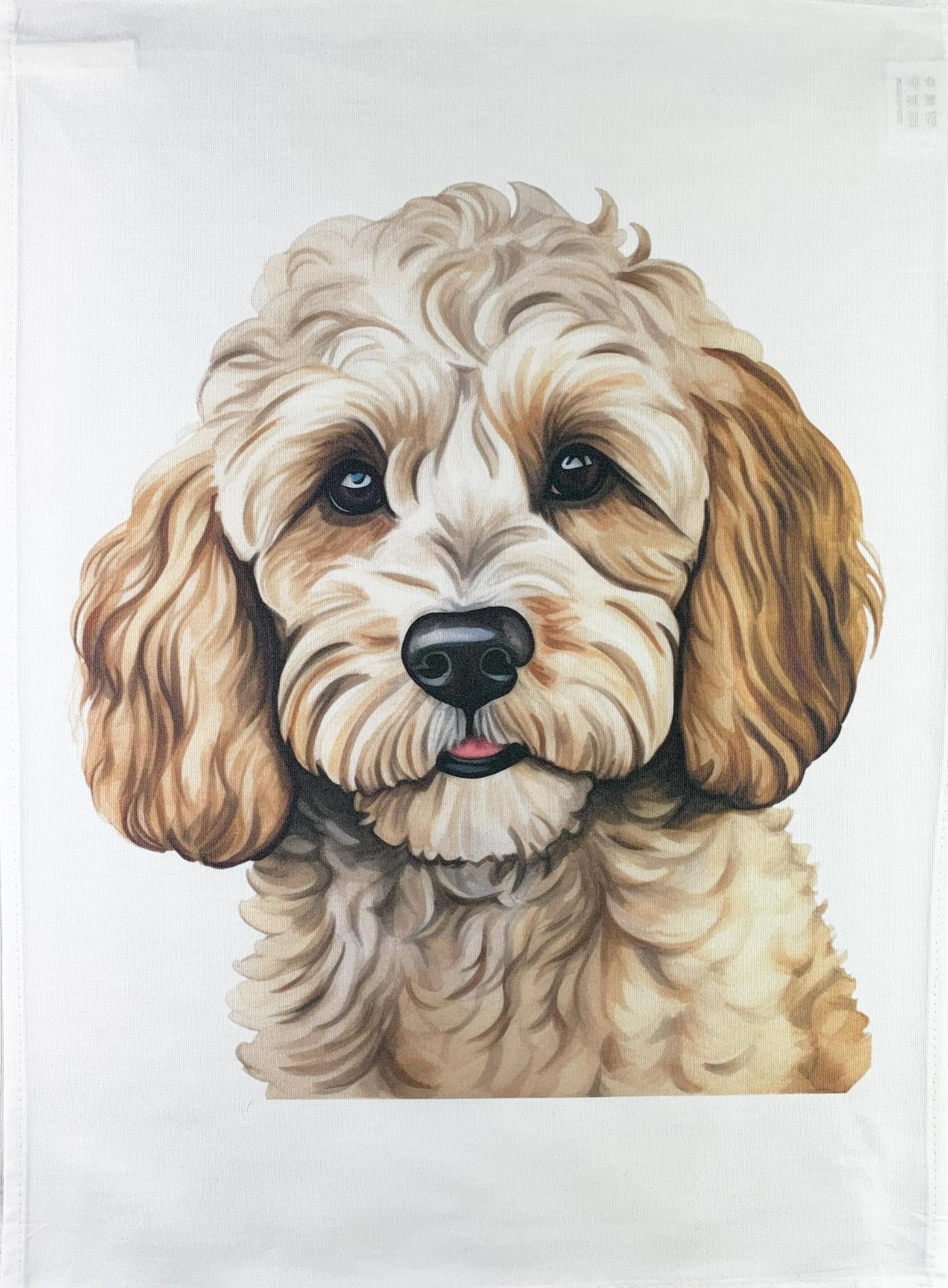Half a Donkey Cockapoo head large cotton tea towel