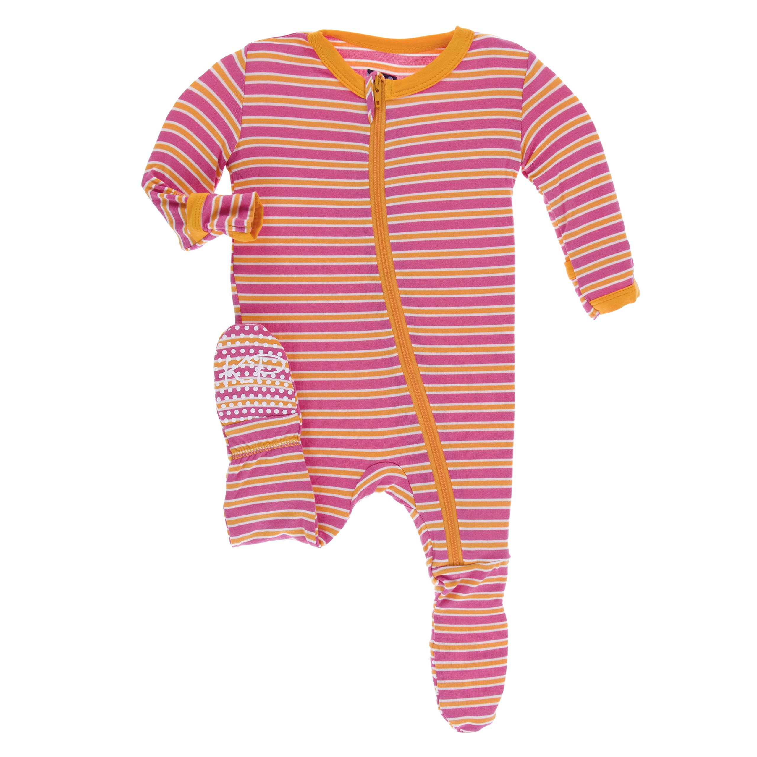 KicKee Pants Print Footie with Zipper, Fitting Long Sleeve Pajama Baby Bodysuit, Ultra Soft Everyday One Piece Loungewear