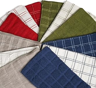 Premium Cotton Kitchen Towels – Set of 12, 15x25 Inches, Ultra Absorbent, Quick-Dry, Durable Dish Towels, Perfect for Cleaning and Drying – Flour Sack & Ring Spun Cotton | Multi