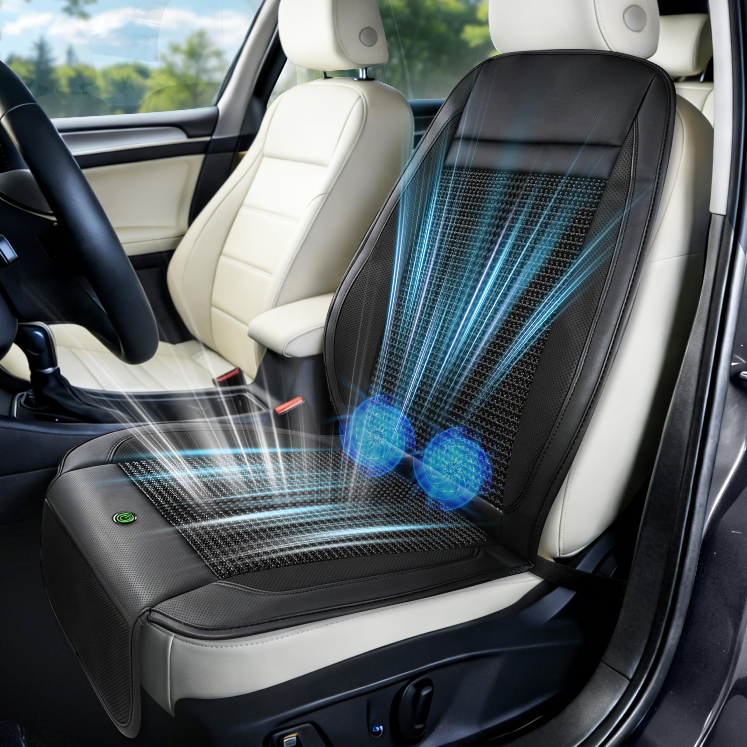 Funda de asiento de coche con ventilación de 3 velocidades para succión con seda de hielo transpirable
