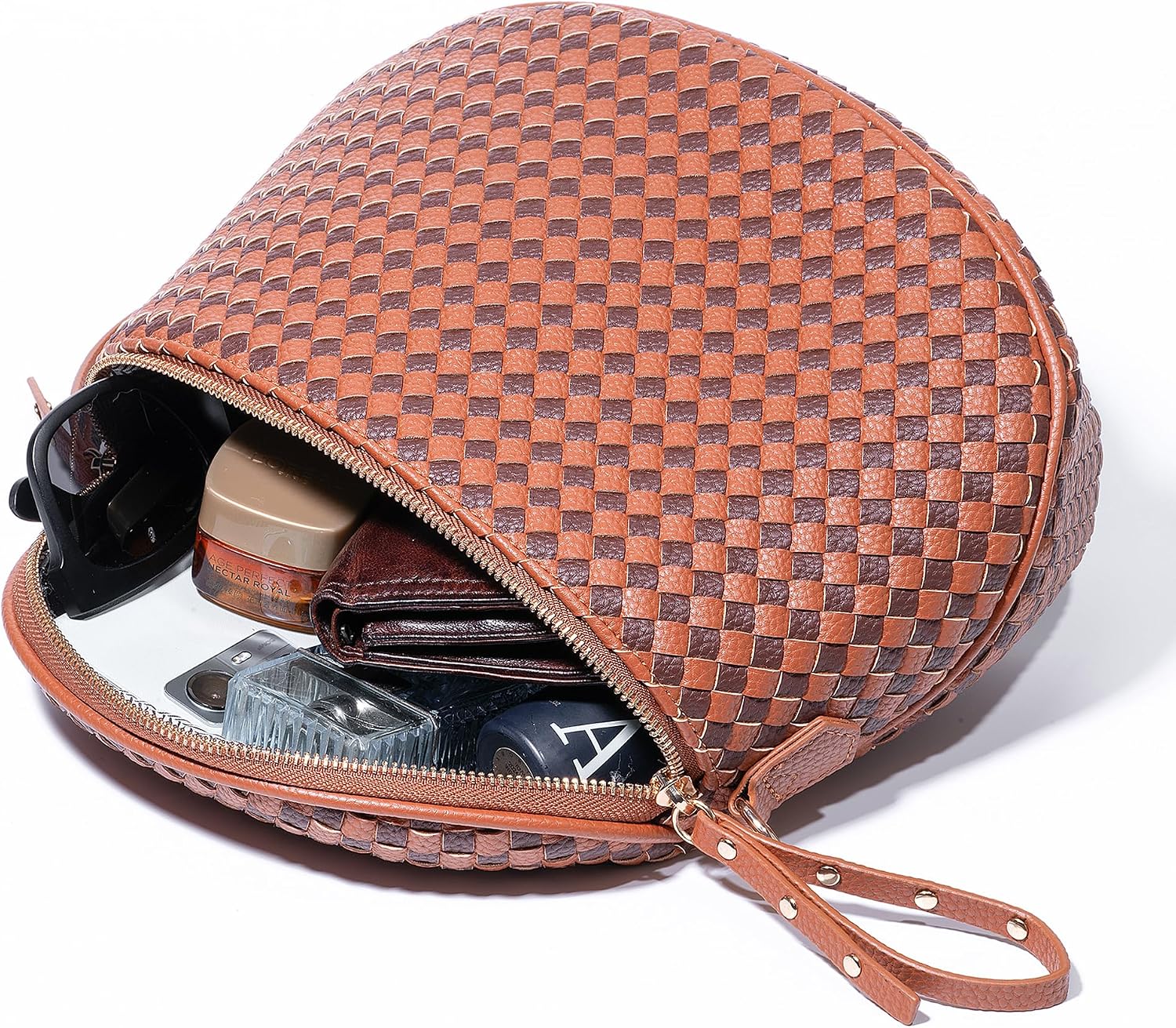 Woven Crossbody Bum Bag for Women, Vegan Leather Checkered Large Capacity Checkered Sling Purse, Fanny Packs Belt Bag (Woven Bum Bag)